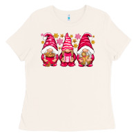 Bone Pink Christmas gnomes Ladies Tee - NancyCooperArtShop