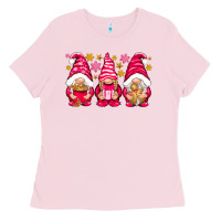 Bubblegum Pink Pink Christmas gnomes Ladies Tee - NancyCooperArtShop