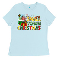 Baby Blue Small town Christmas Ladies Tee - NancyCooperArtShop