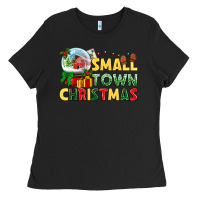 Black Small town Christmas Ladies Tee - NancyCooperArtShop