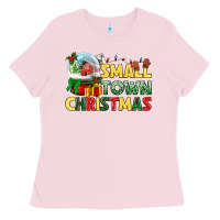 Bubblegum Pink Small town Christmas Ladies Tee - NancyCooperArtShop