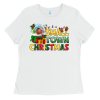 White Small town Christmas Ladies Tee - NancyCooperArtShop