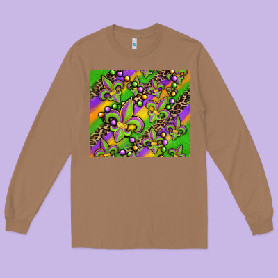 Mardi Gras Carnival Fleur De Lis Long Sleeve Tee Designed By Jasminsmagicworld