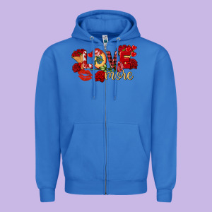 Love More Valentine's Day Zipper Hoodie Designed By Fadigitalartstudio