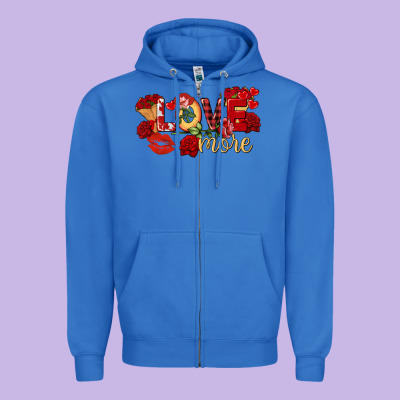 Love More Valentine's Day Zipper Hoodie Designed By Fadigitalartstudio