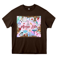 Chocolate Brown nurse life Heavy Core Tee - MaliasSmallBusiness