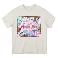 Cream nurse life Heavy Core Tee - MaliasSmallBusiness