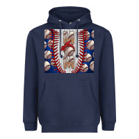 Navy Baseball Mom Heavyweight Hoodie - CowhideDigitalArt