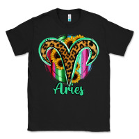 Black Aries Zodiac Sign Sunflower Leopard Serape Classic Tee - RanaPortraitStore