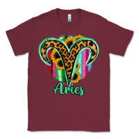 Burgundy Aries Zodiac Sign Sunflower Leopard Serape Classic Tee - RanaPortraitStore