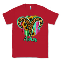 Red Aries Zodiac Sign Sunflower Leopard Serape Classic Tee - RanaPortraitStore