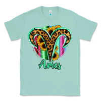 Seafoam Aries Zodiac Sign Sunflower Leopard Serape Classic Tee - RanaPortraitStore