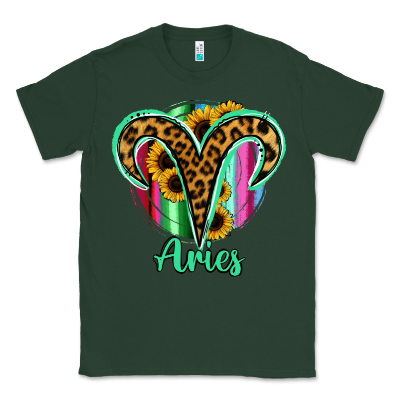Aries Zodiac Sign Sunflower Leopard Serape Classic Tee by RanaPortraitStore | Teevron