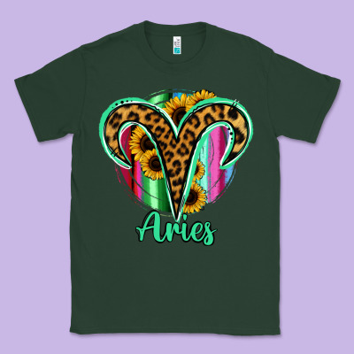 Aries Zodiac Sign Sunflower Leopard Serape Classic Tee Designed By Ranaportraitstore