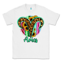 White Aries Zodiac Sign Sunflower Leopard Serape Classic Tee - RanaPortraitStore