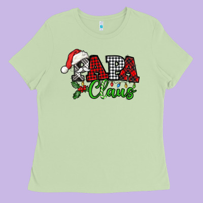Papa Claus With Christmas Lights And Mistletoe Ladies Tee Designed By Nancycooperartshop