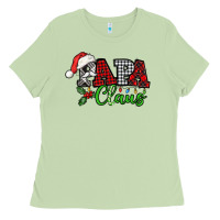 Matcha Papa Claus with christmas lights and mistletoe Ladies Tee - NancyCooperArtShop