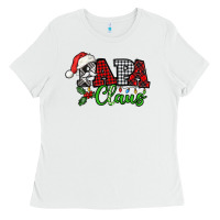 White Papa Claus with christmas lights and mistletoe Ladies Tee - NancyCooperArtShop