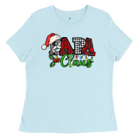 Baby Blue Papa Claus with christmas lights and mistletoe Ladies Tee - NancyCooperArtShop