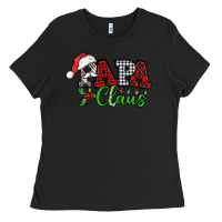 Black Papa Claus with christmas lights and mistletoe Ladies Tee - NancyCooperArtShop