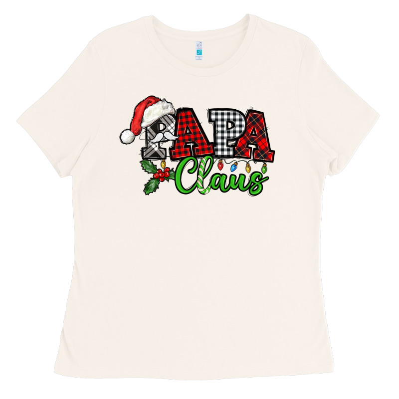 Papa Claus With Christmas Lights And Mistletoe Ladies Tee by NancyCooperArtShop | Teevron