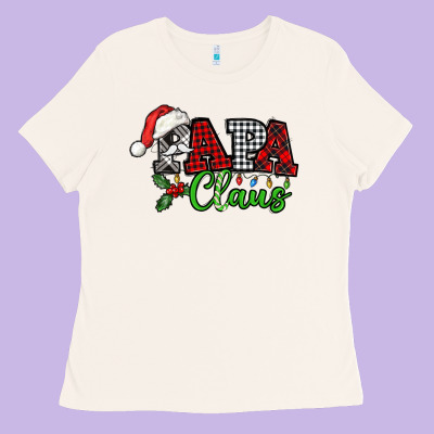 Papa Claus With Christmas Lights And Mistletoe Ladies Tee Designed By Nancycooperartshop