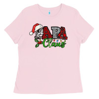 Bubblegum Pink Papa Claus with christmas lights and mistletoe Ladies Tee - NancyCooperArtShop