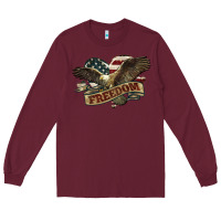 Burgundy Freedom America Eagle 4th of july Long Sleeve Tee - HowdyJamesFarm
