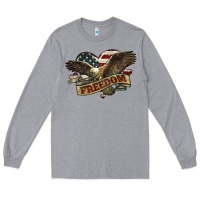 Heather Grey Freedom America Eagle 4th of july Long Sleeve Tee - HowdyJamesFarm