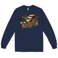 Navy Freedom America Eagle 4th of july Long Sleeve Tee - HowdyJamesFarm