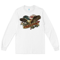 White Freedom America Eagle 4th of july Long Sleeve Tee - HowdyJamesFarm