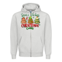 Dove Grey snow flakes and christmas cakes Zipper Hoodie - FaDigitalArtStudio
