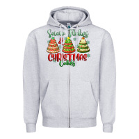 Heather Grey snow flakes and christmas cakes Zipper Hoodie - FaDigitalArtStudio