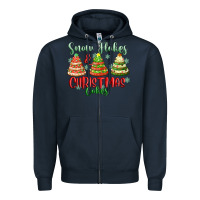 Navy snow flakes and christmas cakes Zipper Hoodie - FaDigitalArtStudio
