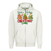 Oatmeal Heather snow flakes and christmas cakes Zipper Hoodie - FaDigitalArtStudio