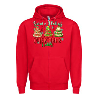 Red snow flakes and christmas cakes Zipper Hoodie - FaDigitalArtStudio