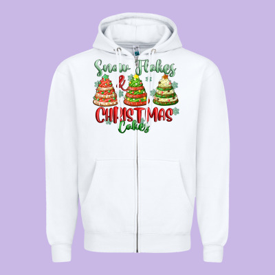 Snow Flakes And Christmas Cakes Zipper Hoodie Designed By Fadigitalartstudio