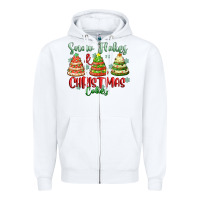 White snow flakes and christmas cakes Zipper Hoodie - FaDigitalArtStudio