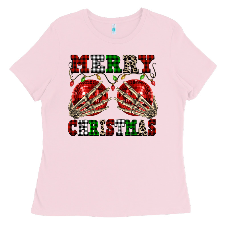 Merry Christmas Skeleton Hands Boobs Ladies Tee by NancyCooperArtShop | Teevron
