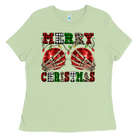 Matcha Merry Christmas skeleton hands boobs Ladies Tee - NancyCooperArtShop