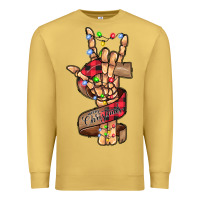 Antique Gold merry christmas skeleton hand Premium Sweatshirt - CowhideDigitalArt