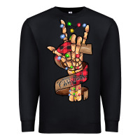 Black merry christmas skeleton hand Premium Sweatshirt - CowhideDigitalArt