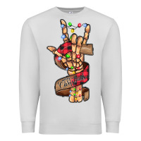Dove Grey merry christmas skeleton hand Premium Sweatshirt - CowhideDigitalArt