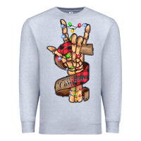 Heather Grey merry christmas skeleton hand Premium Sweatshirt - CowhideDigitalArt