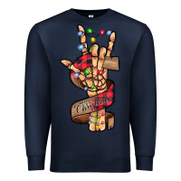 Navy merry christmas skeleton hand Premium Sweatshirt - CowhideDigitalArt