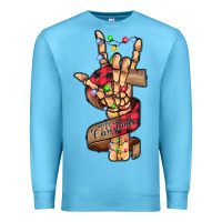 Ocean Blue merry christmas skeleton hand Premium Sweatshirt - CowhideDigitalArt