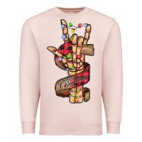 Pale Pink merry christmas skeleton hand Premium Sweatshirt - CowhideDigitalArt