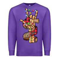 Purple merry christmas skeleton hand Premium Sweatshirt - CowhideDigitalArt