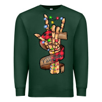 Sports Green merry christmas skeleton hand Premium Sweatshirt - CowhideDigitalArt