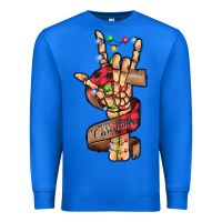 True Royal merry christmas skeleton hand Premium Sweatshirt - CowhideDigitalArt